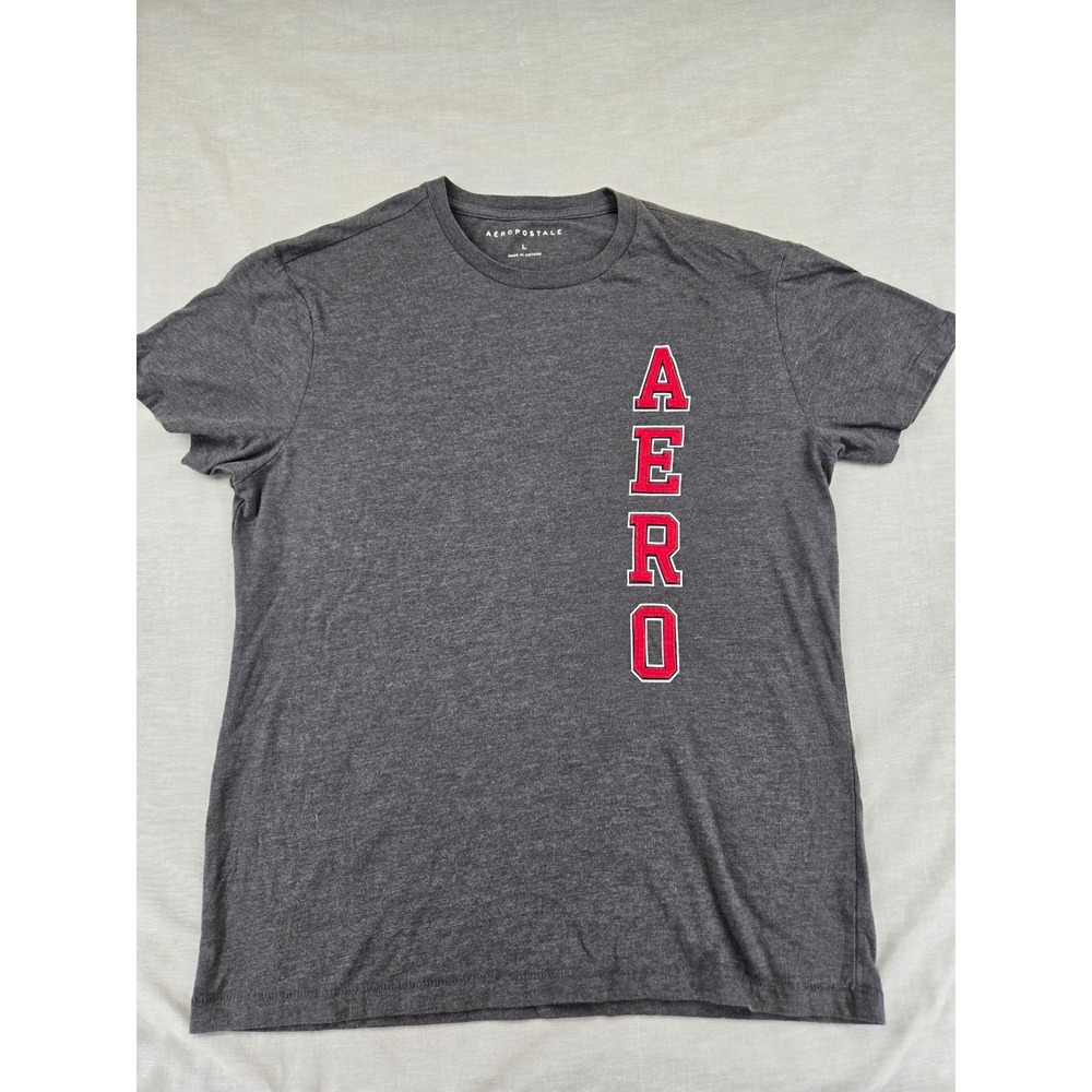 Aeropostale Mens Graphic Tee Charcoal Gray Red Aero Logo T-Shirt‎ Large 2314